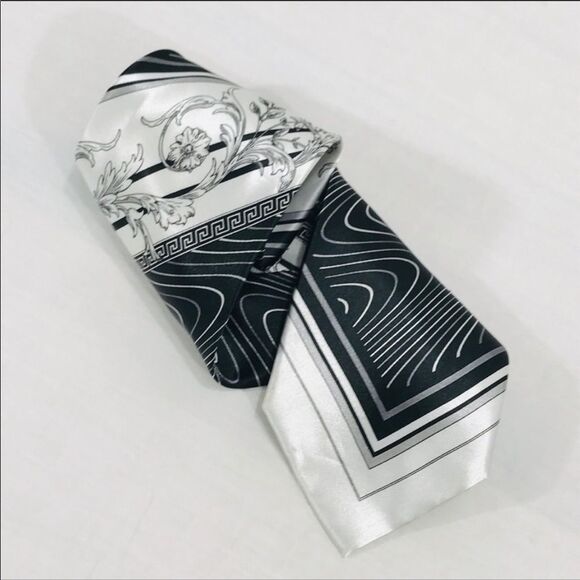 Prime Time Pattern Tie Black White Gray - Picture 8 of 8